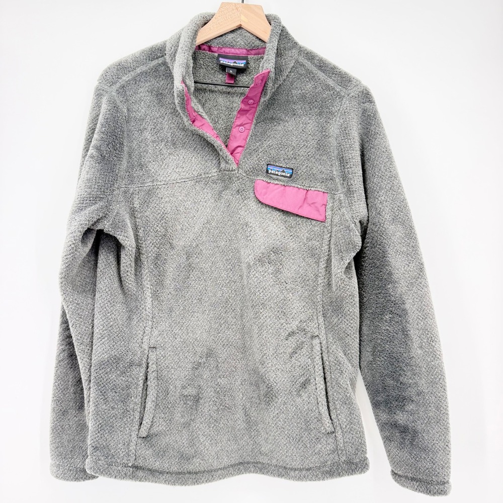Patagonia Re-Tool Snap-T Pullover Fleece Gray Polartec Thermal Pro Women's XL